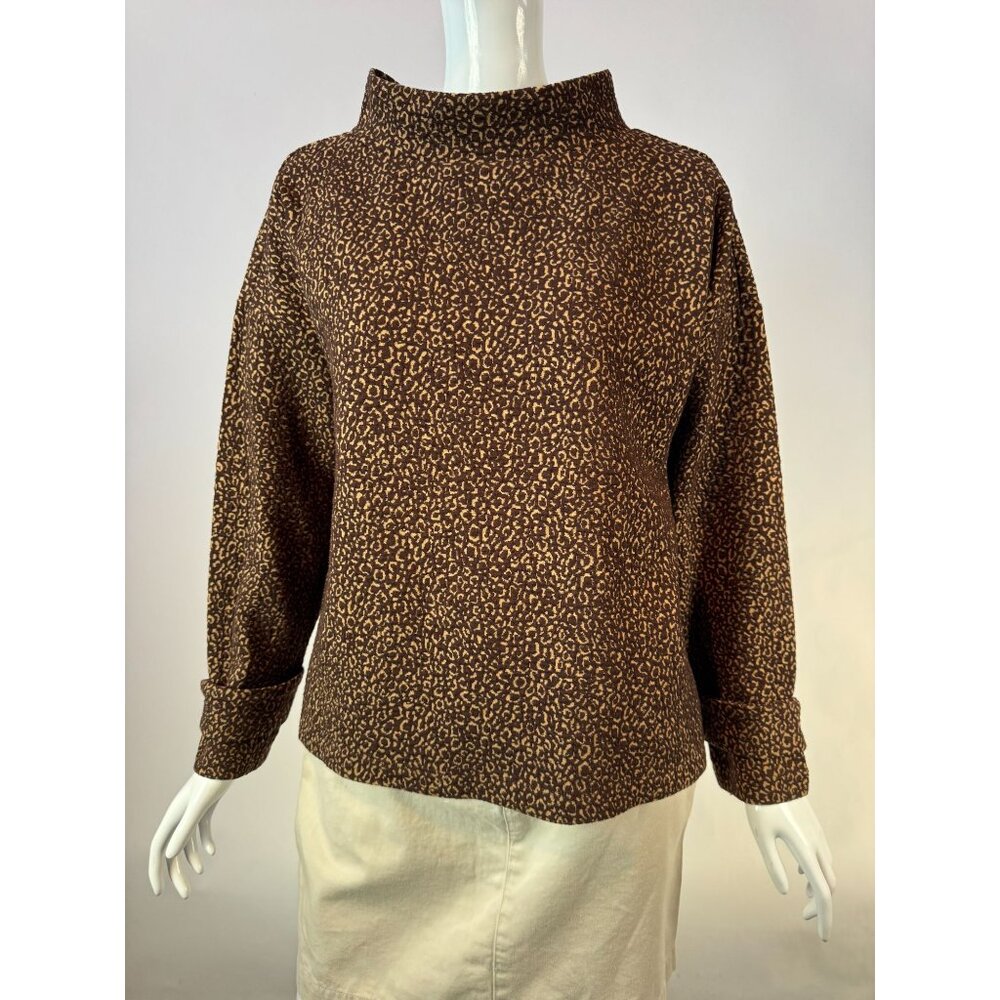Ann Taylor Womens Leopard Print Sweater Large Polyester & Rayon Blend